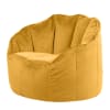 Pouf fauteuil velours jaune ocre