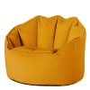 Pouf fauteuil velours jaune ocre