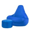 Pouf inclinable avec repose-pied extérieur bleu