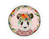 Tapis enfants circulaire en piqué à imprimé panda floral