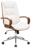 Chaise de bureau Pivotant ergonomique en similicuir Noyer / Blanc