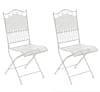 Lot de 2 chaises de jardin pliables en métal Blanc antique
