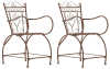 Set 2 sillas de exterior con reposabrazos en Metal Marrón antiguo