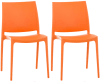 Lot 2 chaises de jardin empilables en plastique Orange