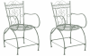 Set 2 sillas de exterior con reposabrazos en Metal Verde antiguo