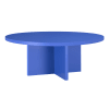 Table basse ronde, plateau résistant MDF 3cm bleu Prusse 100cm