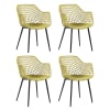 Lot de 4 fauteuils de table extérieur en polypropylène jaune