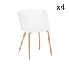 Lot de 4 fauteuils de table extérieurs blanc et pieds en métal