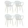 Lot de 4 fauteuils de table extérieur en polypropylène blanc mat