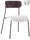 Set 2 sillas estilo industrial en acero y lana blanca