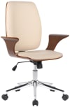 Chaise de bureau réglable pivotante en similicuir Noyer / Crème