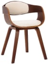 Silla de madera con asiento en simil cuero nogal/crema