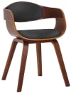 Silla de madera con asiento en simil cuero nogal/negro