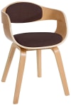 Silla de madera con asiento en tela natural/marrón