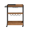 Küchenwagen mit 3 Ablagen und 1 Tablett Holz Metall Vintagebraun