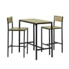 Set de 1 table et 2 chaises de bar effet bois et métal noir