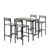 Set de 1 table et 4 chaises de bar effet bois et métal noir