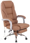 Chaise de bureau massant et réglable en véritable cuir Marron clair