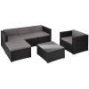 Conjunto de ratán lignano con sillón 5 plazas polietileno acero negro