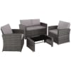 Canapé de jardin Lounge en rotin Pour 4 personnes gris/gris clair