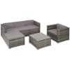 Conjunto de ratán lignano con sillón 5 plazas polietileno acero gris