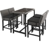 Ensemble Table en rotin avec 4 chaises avec cadre en aluminium gris