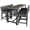 Ensemble Table en rotin avec 6 chaises avec cadre en aluminium gris