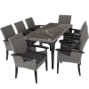 Ensemble Table en rotin avec 8 chaises avec cadre robuste gris