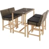 Ensemble Table en rotin avec 4 chaises avec cadre en aluminium marron