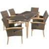 Ensemble Table en rotin avec 6 chaises avec cadre solide marron