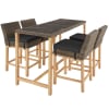 Ensemble Table en rotin avec 4 chaises avec cadre en aluminium marron