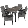 Ensemble Table en rotin avec 6 chaises avec cadre solide gris