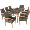 Ensemble Table en rotin avec 8 chaises avec cadre robuste marron