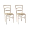 Set di 2 sedie in legno bianco impagliate
