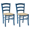 Set di 2 sedie in legno blu impagliate