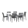 Set tavolo rettangolare 156x78 cm e 6 sedie in resina antracite