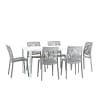 Set tavolo rettangolare 156x78 cm e 6 sedie in resina grigie