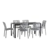Set tavolo rettangolare 156x78 cm e 6 sedie in resina grigie