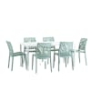 Set tavolo rettangolare 156x78 cm e 6 sedie in resina salvia