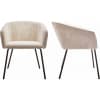 Lot de 2 fauteuils de table en velours côtelé beige