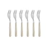 Set 6 forchette dolce acciaio inossidabile manico effetto legno