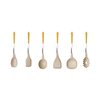 Set utensili da cucina acciaio inossidabile manico effetto legno