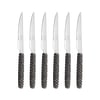 Set 6 coltelli bistecca acciaio inossidabile manico effetto cuoio