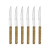Set 6 coltelli bistecca acciaio inossidabile manico effetto rattan