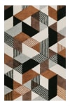 Tapis fait main à poil ras motif coloré marron gris 80x150