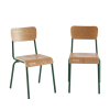 Lot de 2 chaises kaki et placage frêne vert olive