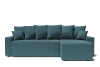 Canapé d'angle convertible en tissu 4 places bleu paon