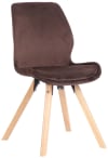 Chaise avec pieds en bois en velours Marron