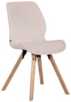 Stuhl mit Polster und Holzgestell aus Samt creme