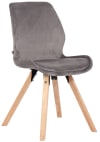 Stuhl mit Polster und Holzgestell aus Samt grau